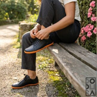 Dodura Barefoot Ayakkabı - Premium Deri (Siyah-Turuncu) DDRST01