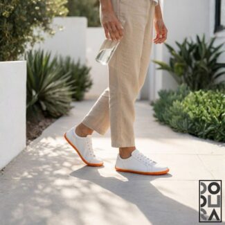 Dodura Barefoot Ayakkabı - Premium Deri (Beyaz-Turuncu) DDRBT01