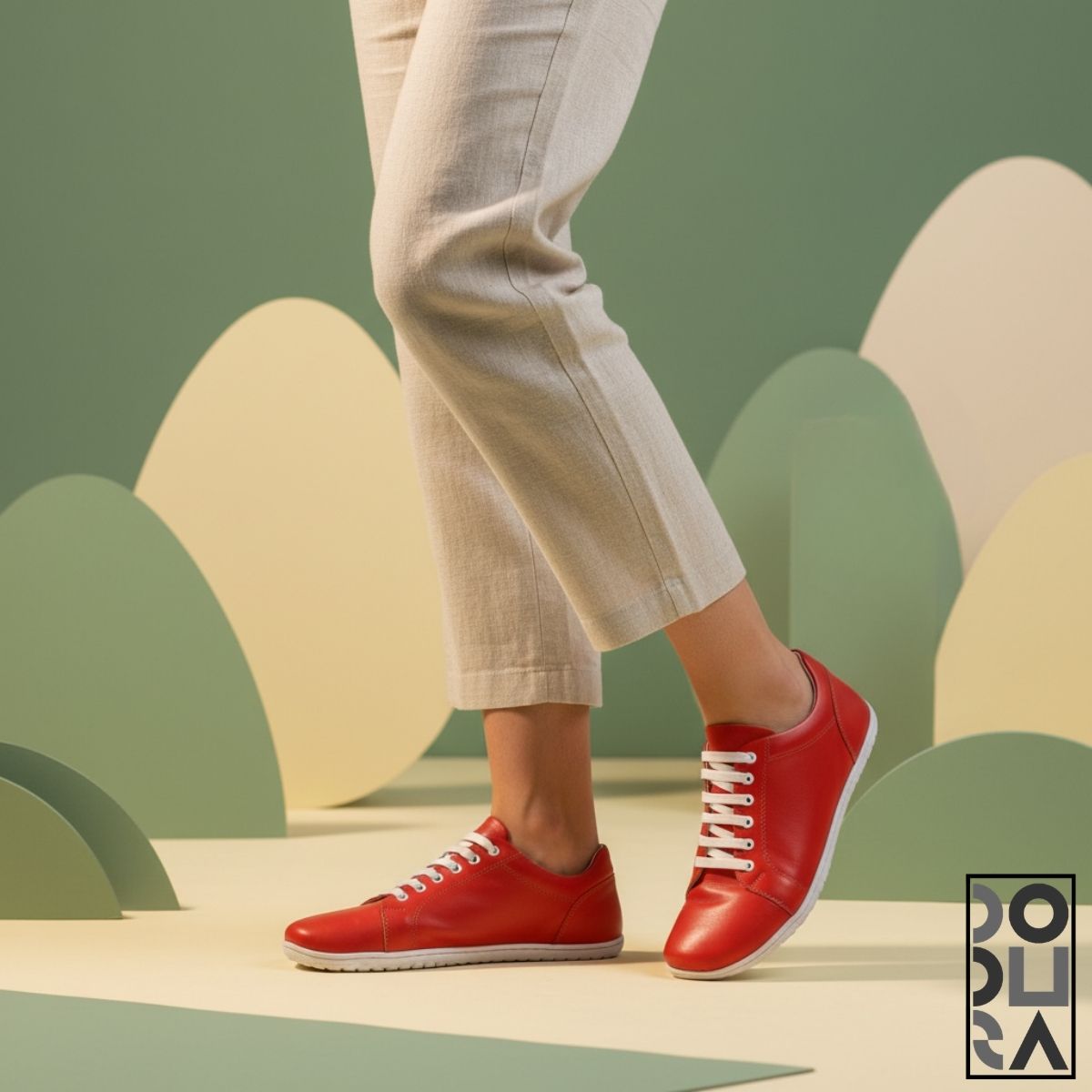 Dodura Barefoot Ayakkabı - Premium Deri (Mercan-Beyaz) DDRMB01 - Görsel 2