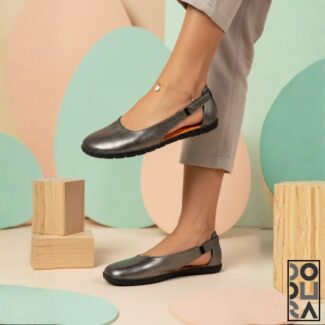 Dodura Barefoot Babet - Premium Deri (Çelik-Siyah) DDRBCS01