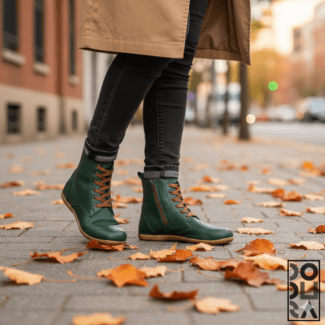 Dodura Barefoot Bot - Premium Deri (Koyu Yeşil-Krep) DDRBOTKYN01