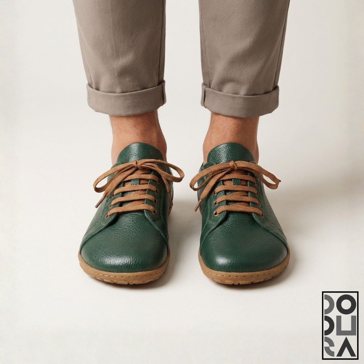 Dodura Barefoot Ayakkabı - Premium Deri (Koyu Yeşil-Krep) DDRKYK01 - Görsel 2