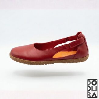 Dodura Barefoot Babet - Premium Deri (Koyu Kırmızı-Krep) DDRBKKK01