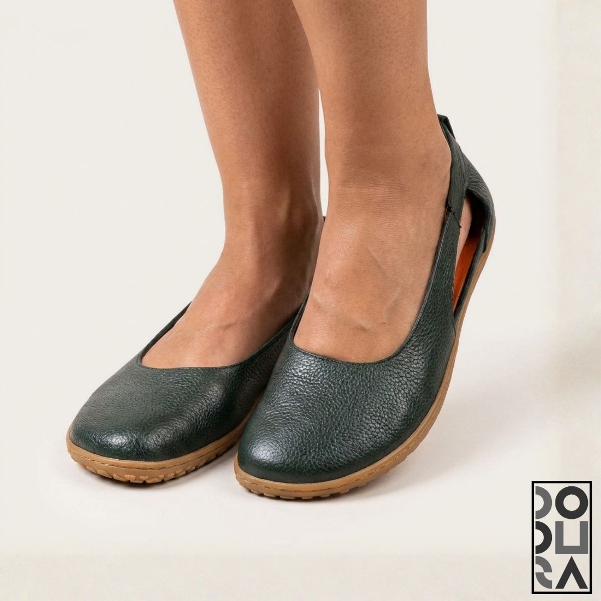 Dodura Barefoot Babet - Premium Deri (Koyu Yeşil-Krep) DDRBKYK01 - Görsel 5