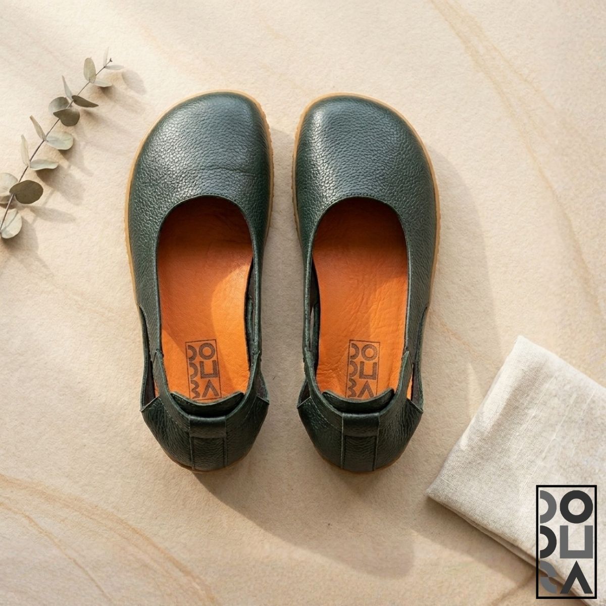 Dodura Barefoot Babet - Premium Deri (Koyu Yeşil-Krep) DDRBKYK01 - Görsel 4
